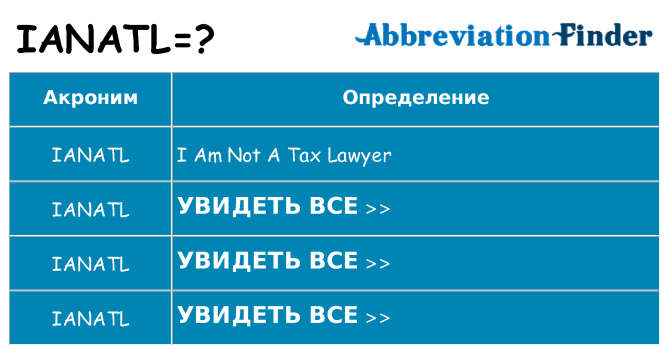 Что означает аббревиатура ianatl