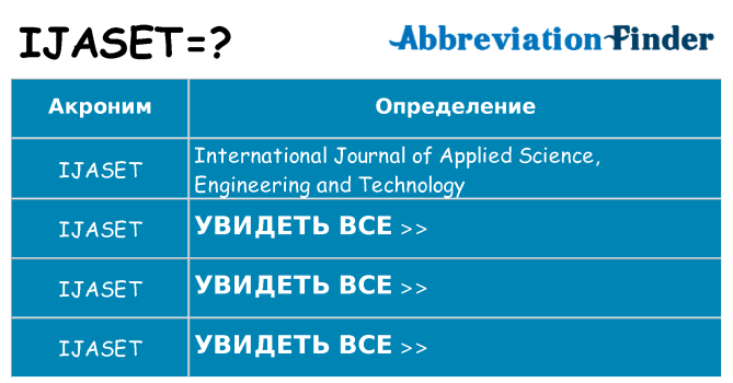 Что означает аббревиатура ijaset