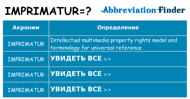 Что означает аббревиатура imprimatur