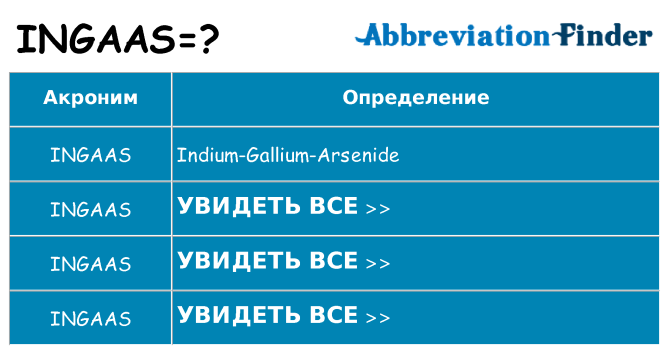 Что означает аббревиатура ingaas