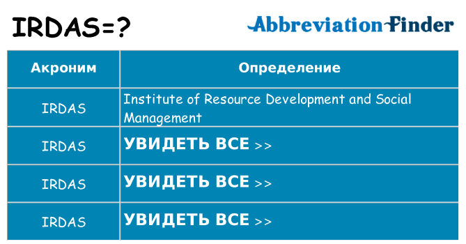 Что означает аббревиатура irdas
