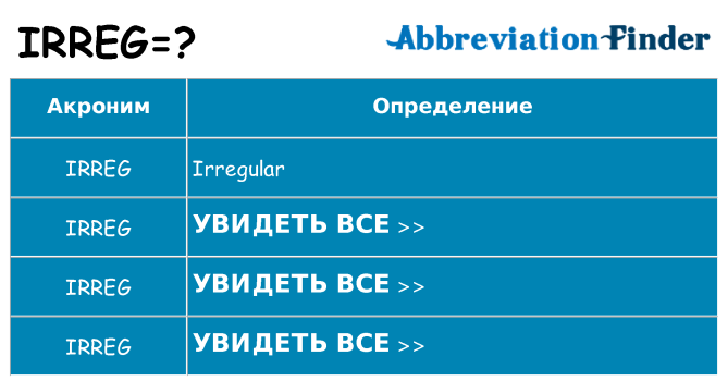 Что означает аббревиатура irreg