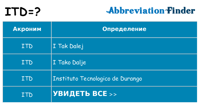 Что означает аббревиатура itd