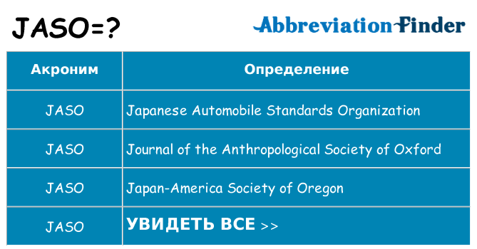 Что означает аббревиатура jaso