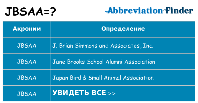 Что означает аббревиатура jbsaa
