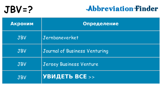 Что означает аббревиатура jbv