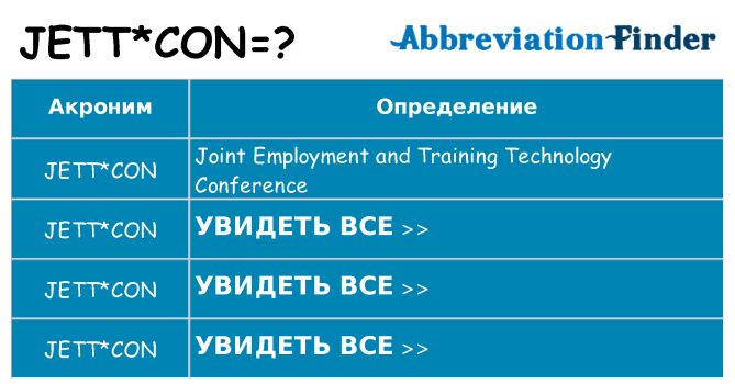 Что означает аббревиатура jettcon