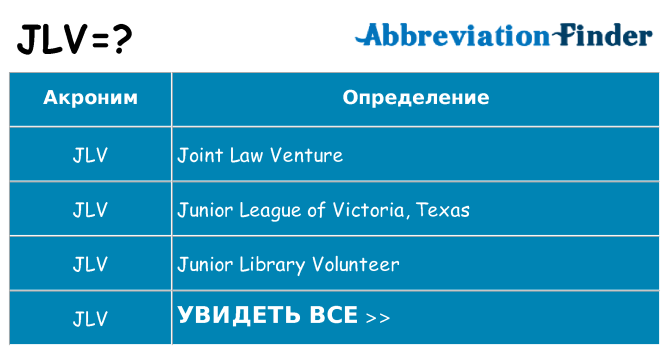Что означает аббревиатура jlv
