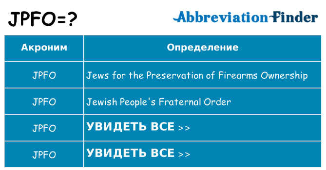 Что означает аббревиатура jpfo