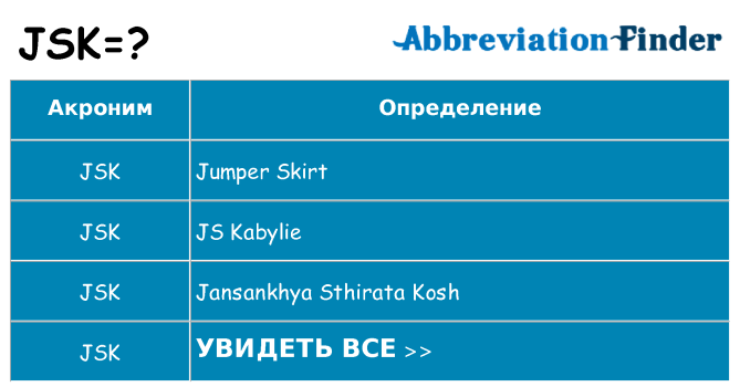 Что означает аббревиатура jsk