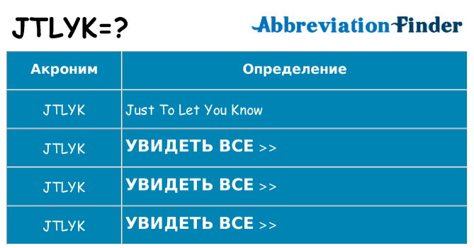 Что означает аббревиатура jtlyk