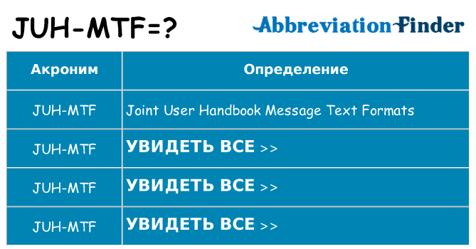 Что означает аббревиатура juh-mtf