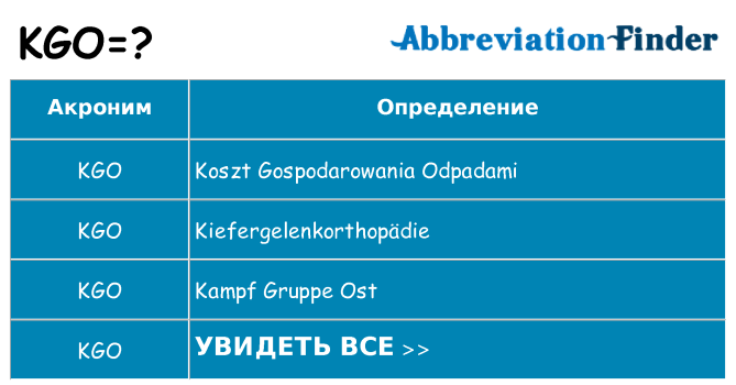 Что означает аббревиатура kgo