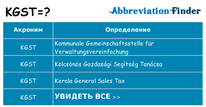 Что означает аббревиатура kgst