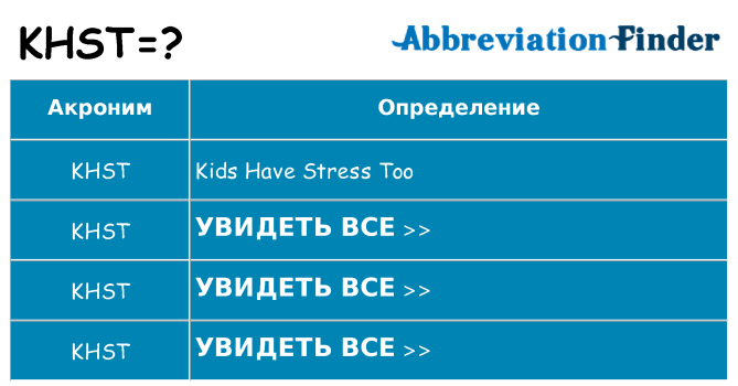 Что означает аббревиатура khst
