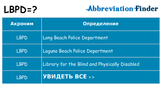 Что означает аббревиатура lbpd
