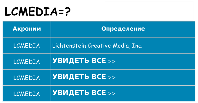 Что означает аббревиатура lcmedia