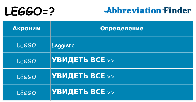 Что означает аббревиатура leggo