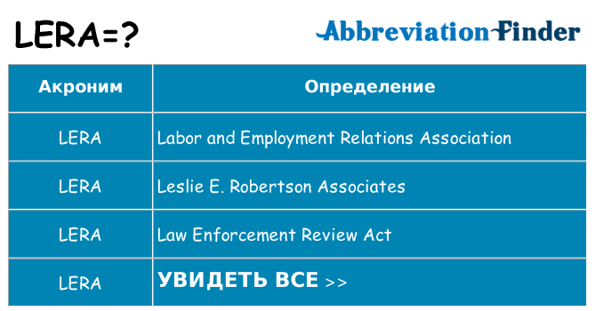 Что означает аббревиатура lera