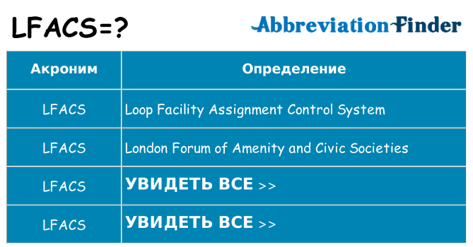 Что означает аббревиатура lfacs