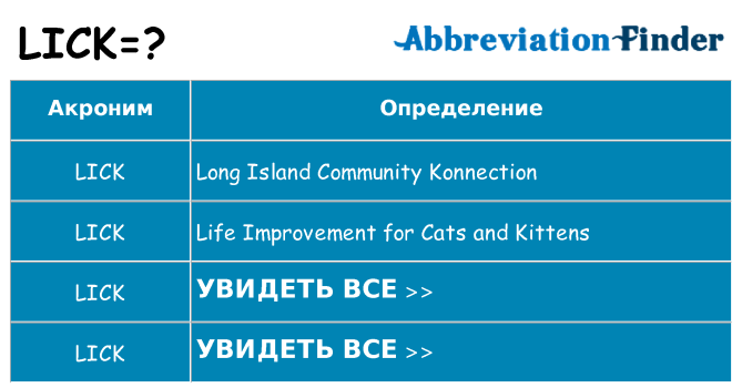 Что означает аббревиатура lick