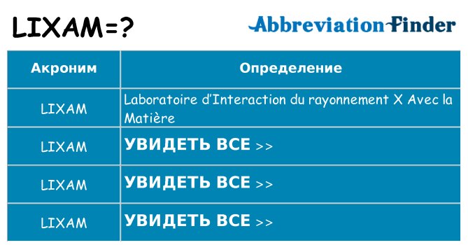 Что означает аббревиатура lixam
