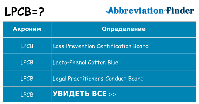 Что означает аббревиатура lpcb