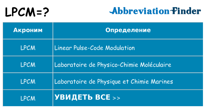 Что означает аббревиатура lpcm