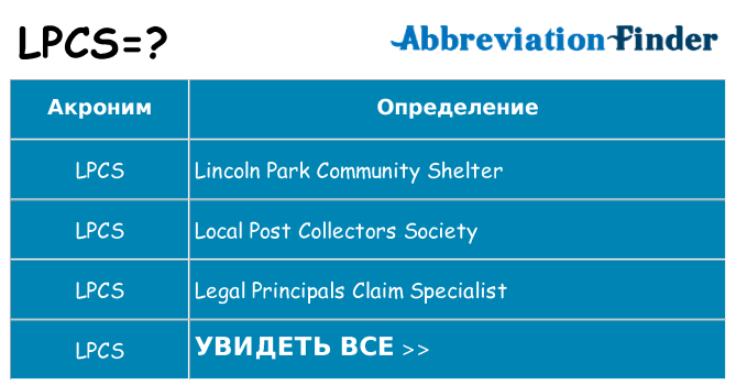 Что означает аббревиатура lpcs