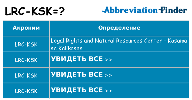 Что означает аббревиатура lrc-ksk