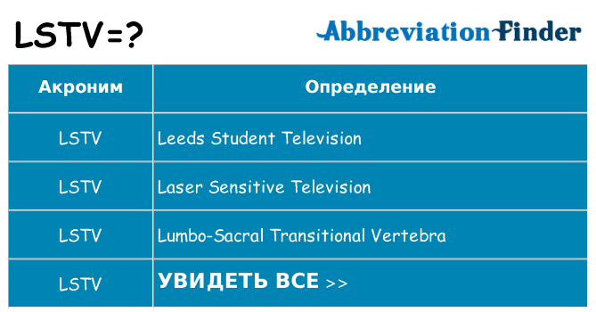 Что означает аббревиатура lstv