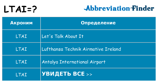 Что означает аббревиатура ltai