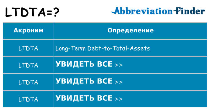 Что означает аббревиатура ltdta