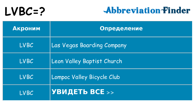Что означает аббревиатура lvbc