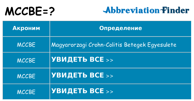 Что означает аббревиатура mccbe