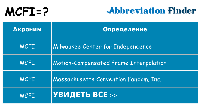 Что означает аббревиатура mcfi