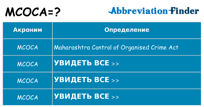 Что означает аббревиатура mcoca