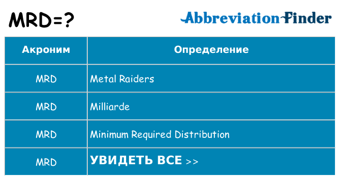Что означает аббревиатура mrd