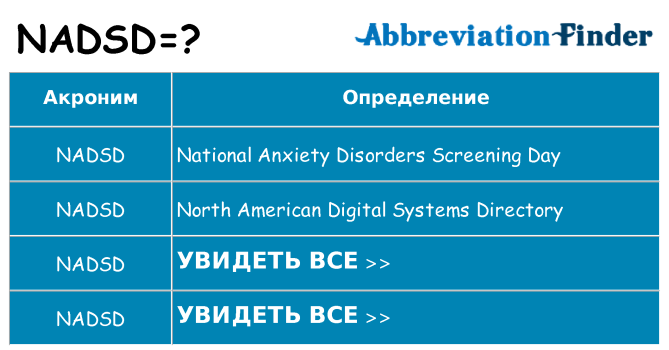 Что означает аббревиатура nadsd
