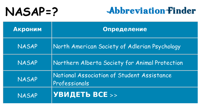 Что означает аббревиатура nasap