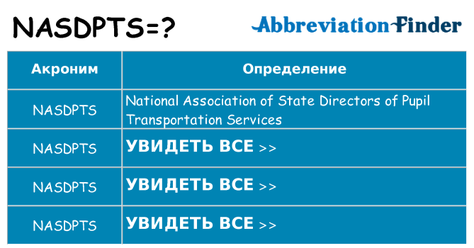 Что означает аббревиатура nasdpts