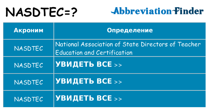 Что означает аббревиатура nasdtec