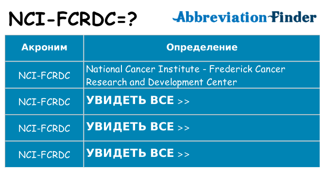 Что означает аббревиатура nci-fcrdc