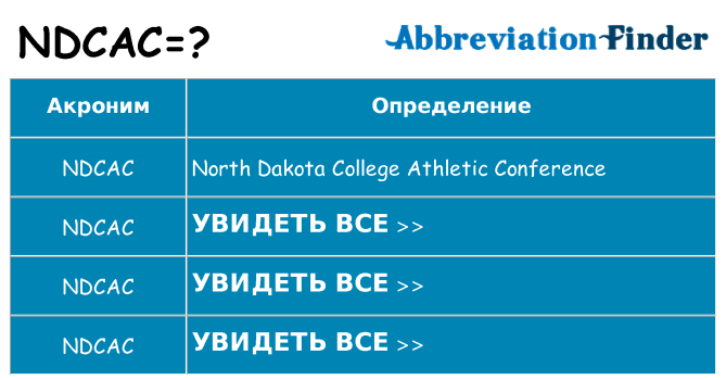 Что означает аббревиатура ndcac