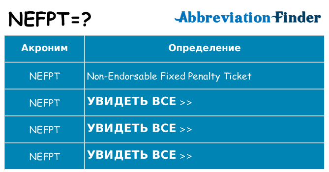 Что означает аббревиатура nefpt