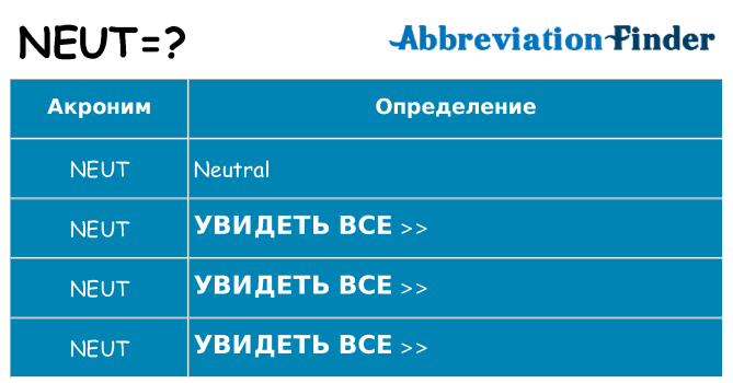 Что означает аббревиатура neut