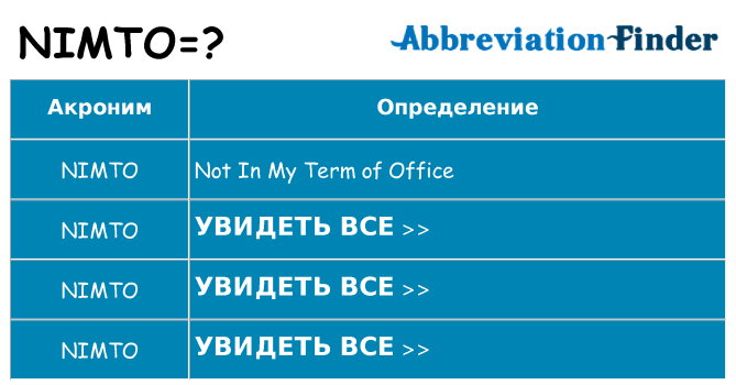 Что означает аббревиатура nimto