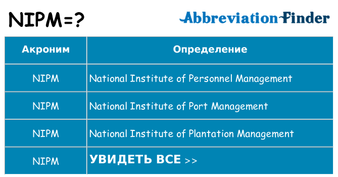 Что означает аббревиатура nipm