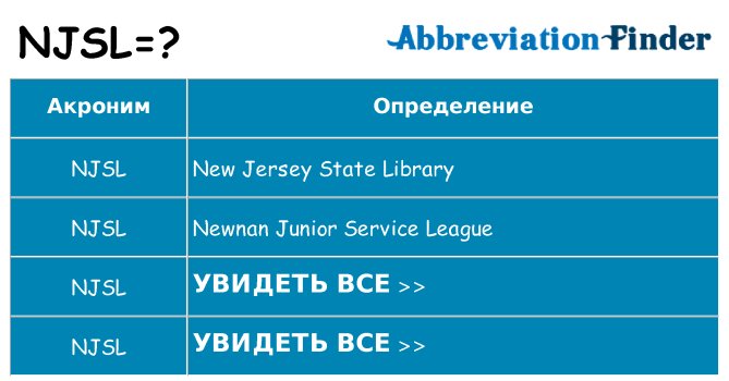 Что означает аббревиатура njsl