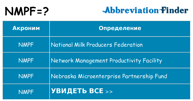 Что означает аббревиатура nmpf